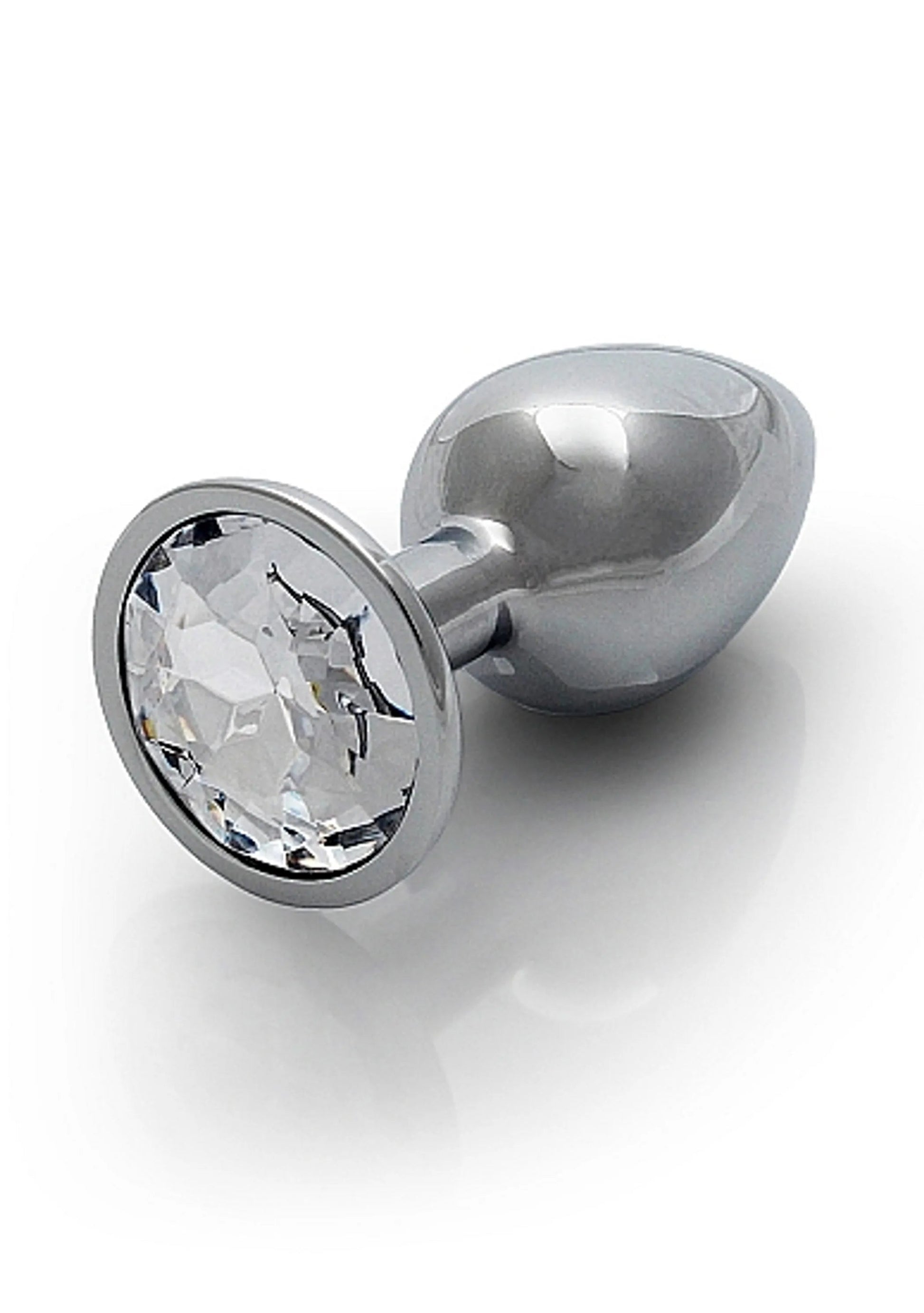 Round Gem Butt Plug Small Silver Diamond SHOTS AMERICA