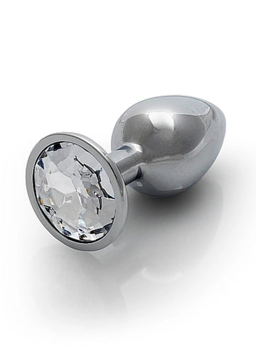 Round Gem Butt Plug Small Silver Diamond SHOTS AMERICA