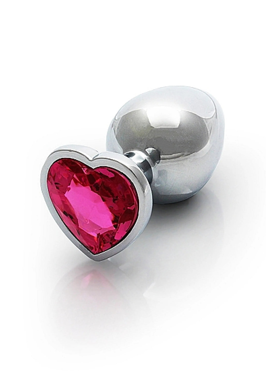 Heart Gem Butt Plug Medium Silver Rubellite Pink SHOTS AMERICA