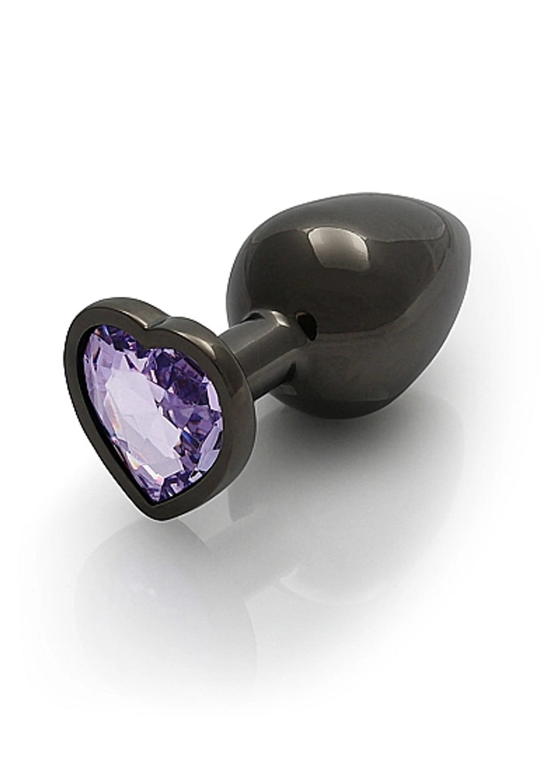 Heart Gem Butt Plug Medium Gunmetal Amethyst SHOTS AMERICA