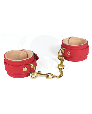 Plush Lined Red PU Wrist Cuffs Spartacus