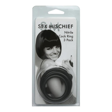 Sex & Mischief Nitrile Cock Ring 3 Pack Sport Sheets