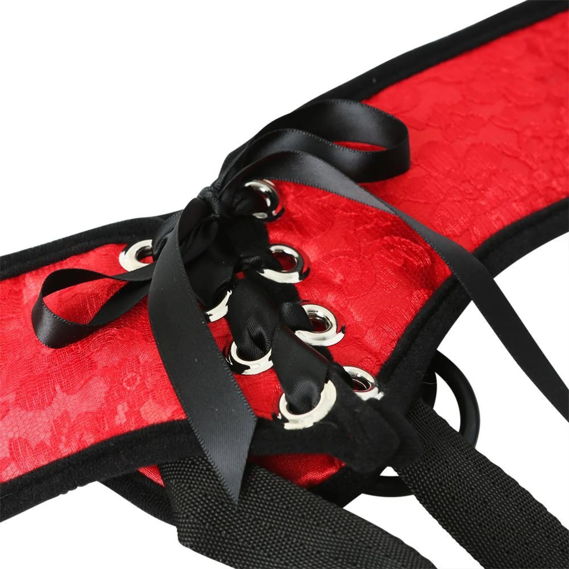 Red Lace Corsette Strap-On Sport Sheets