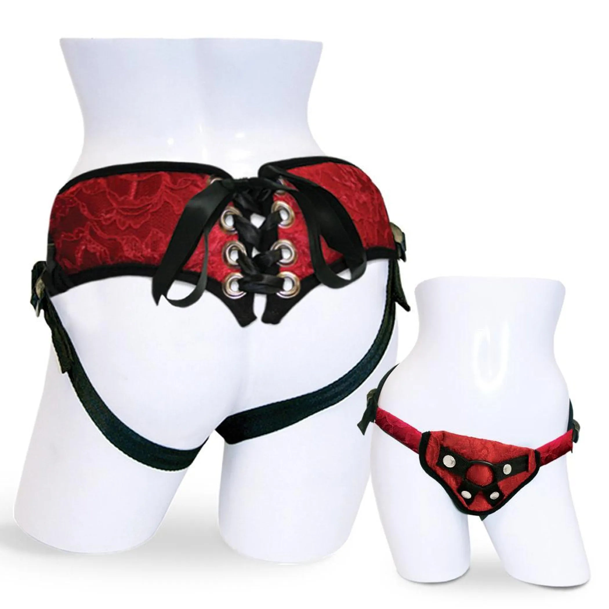 Red Lace Corsette Strap-On Sport Sheets