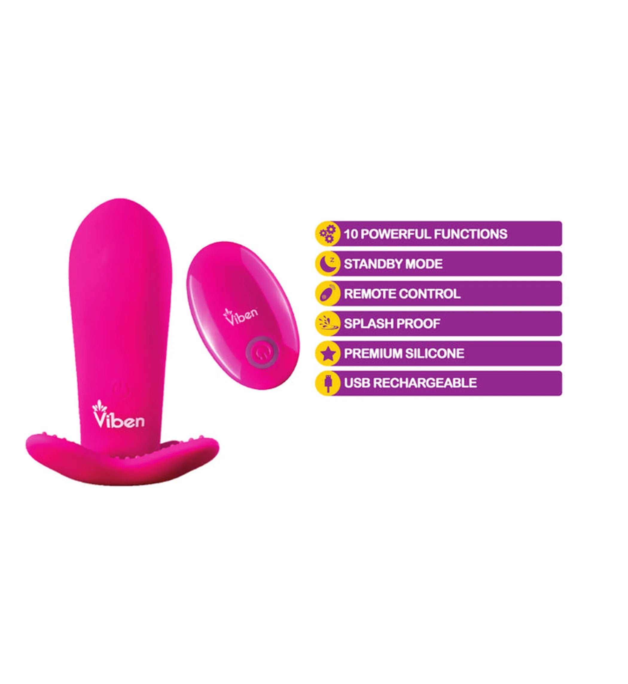 VIBEN INTRIGUE PANTY VIBE W/ PLEASURE NUBS HOT PINK Viben