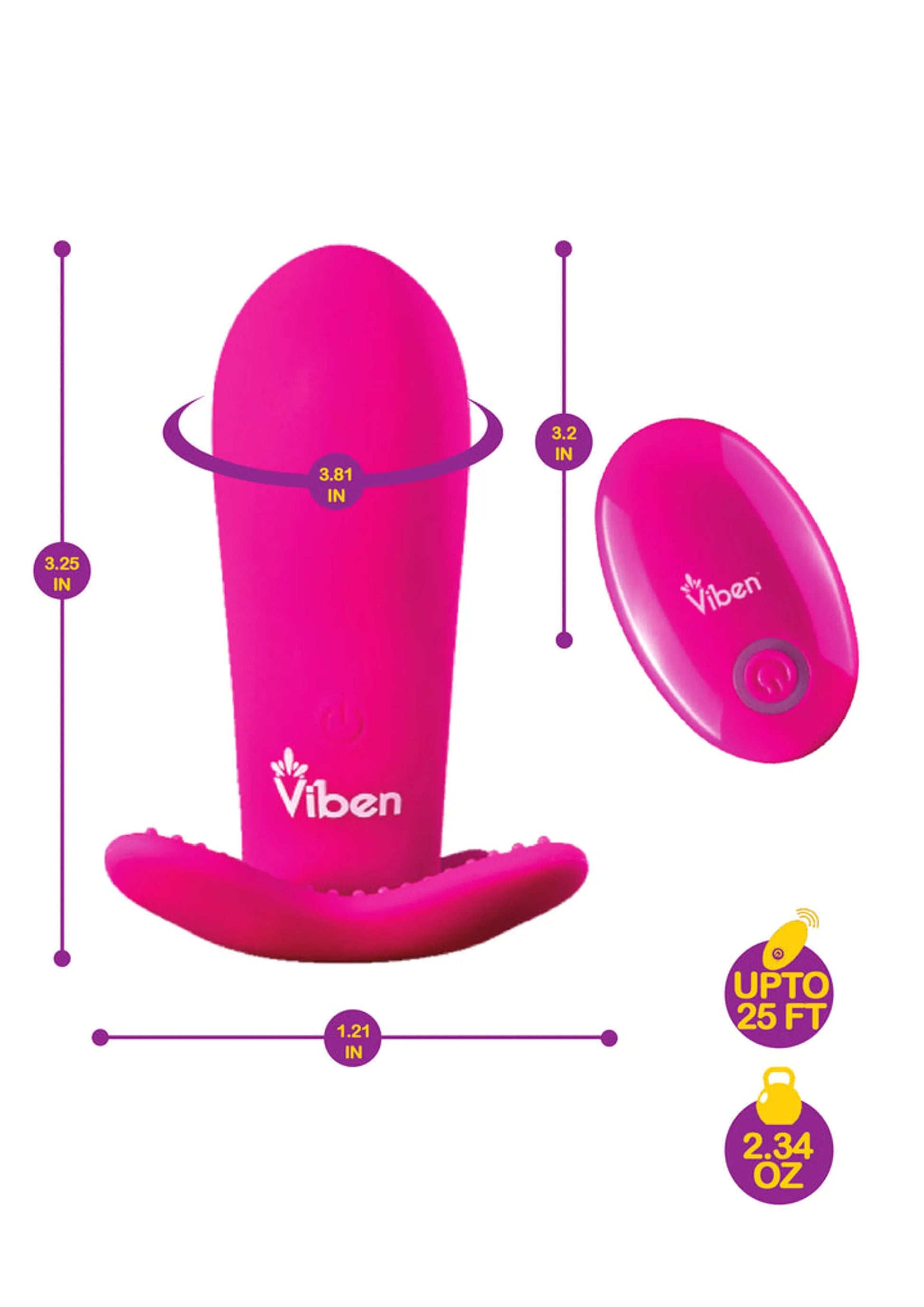 VIBEN INTRIGUE PANTY VIBE W/ PLEASURE NUBS HOT PINK Viben