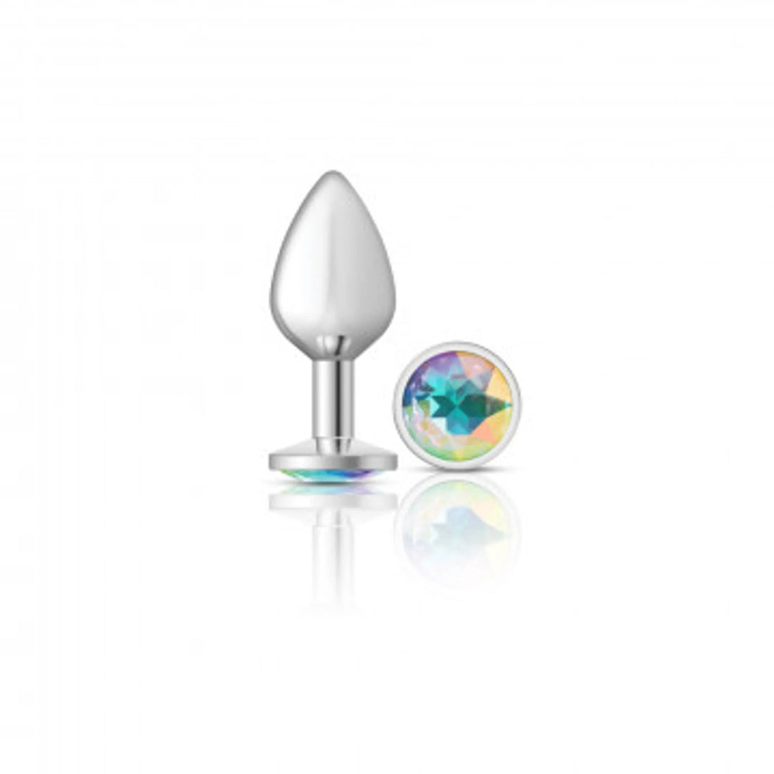 Cheeky Charms Medium Silver Plug With Clear Iridescent Gem Viben