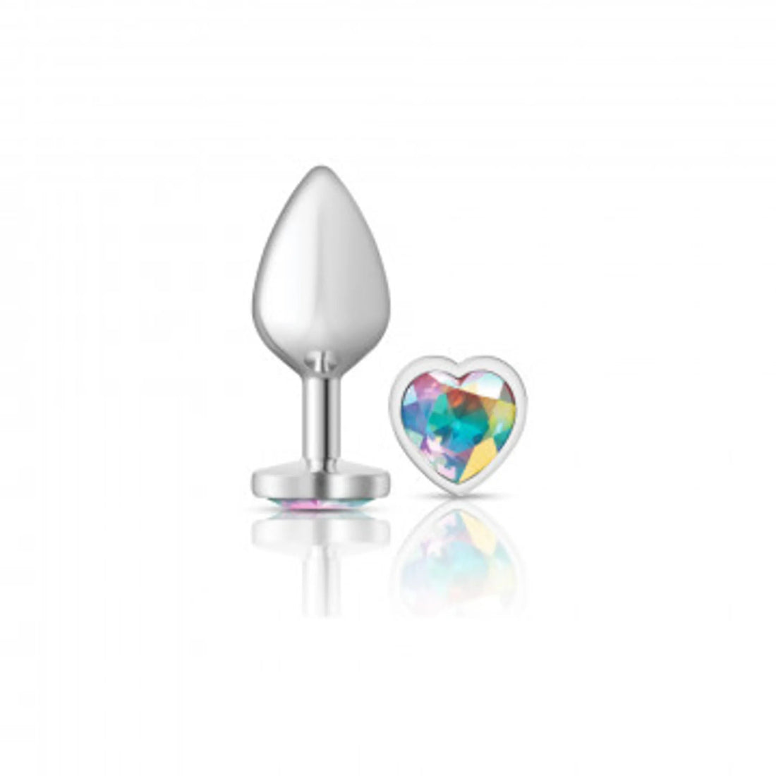 Cheeky Charms Heart Clear Iridescent Medium Silver Plug Viben