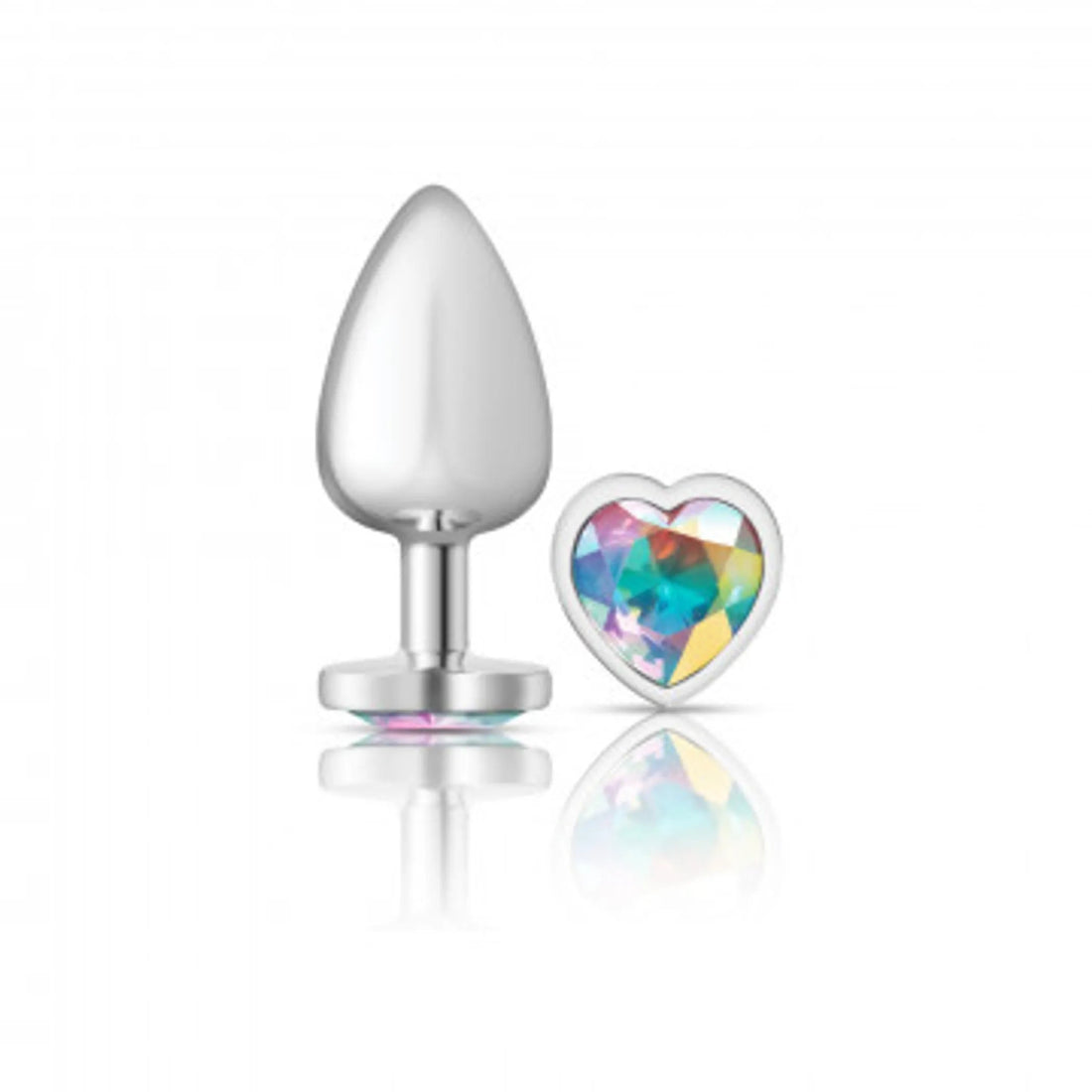 Cheeky Charms Heart Clear Iridescent Large Silver Plug Viben