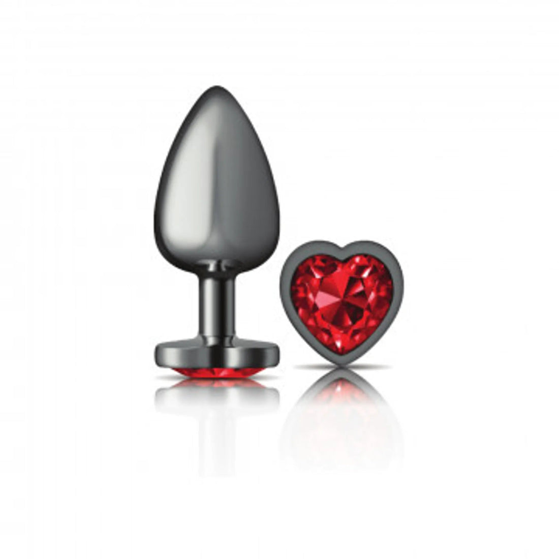 Cheeky Charms Heart Deep Red Large Gunmetal Butt Plug Viben
