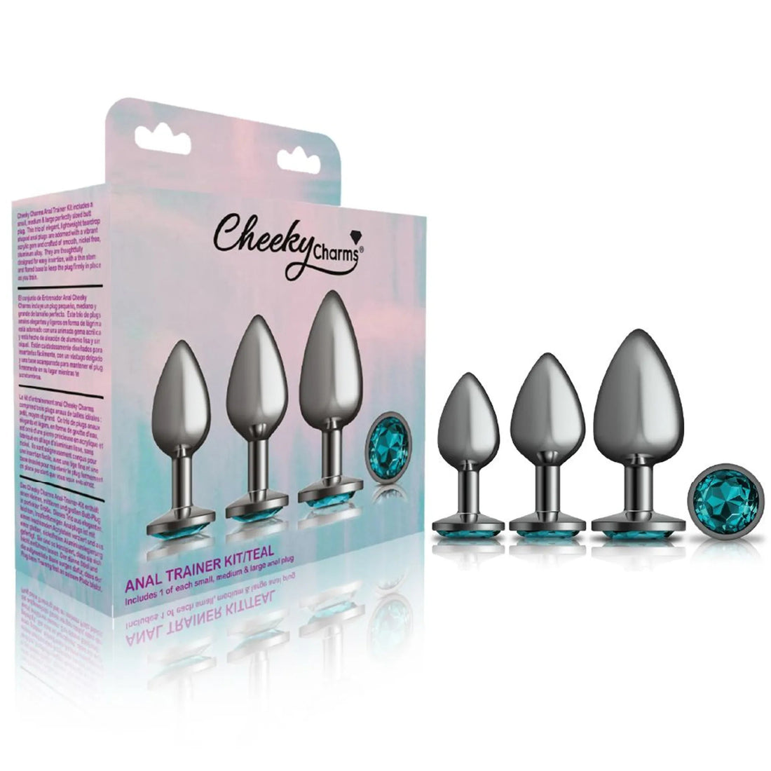 Cheeky Charms Metal Plug Kit Gunmetal Round Teal Viben