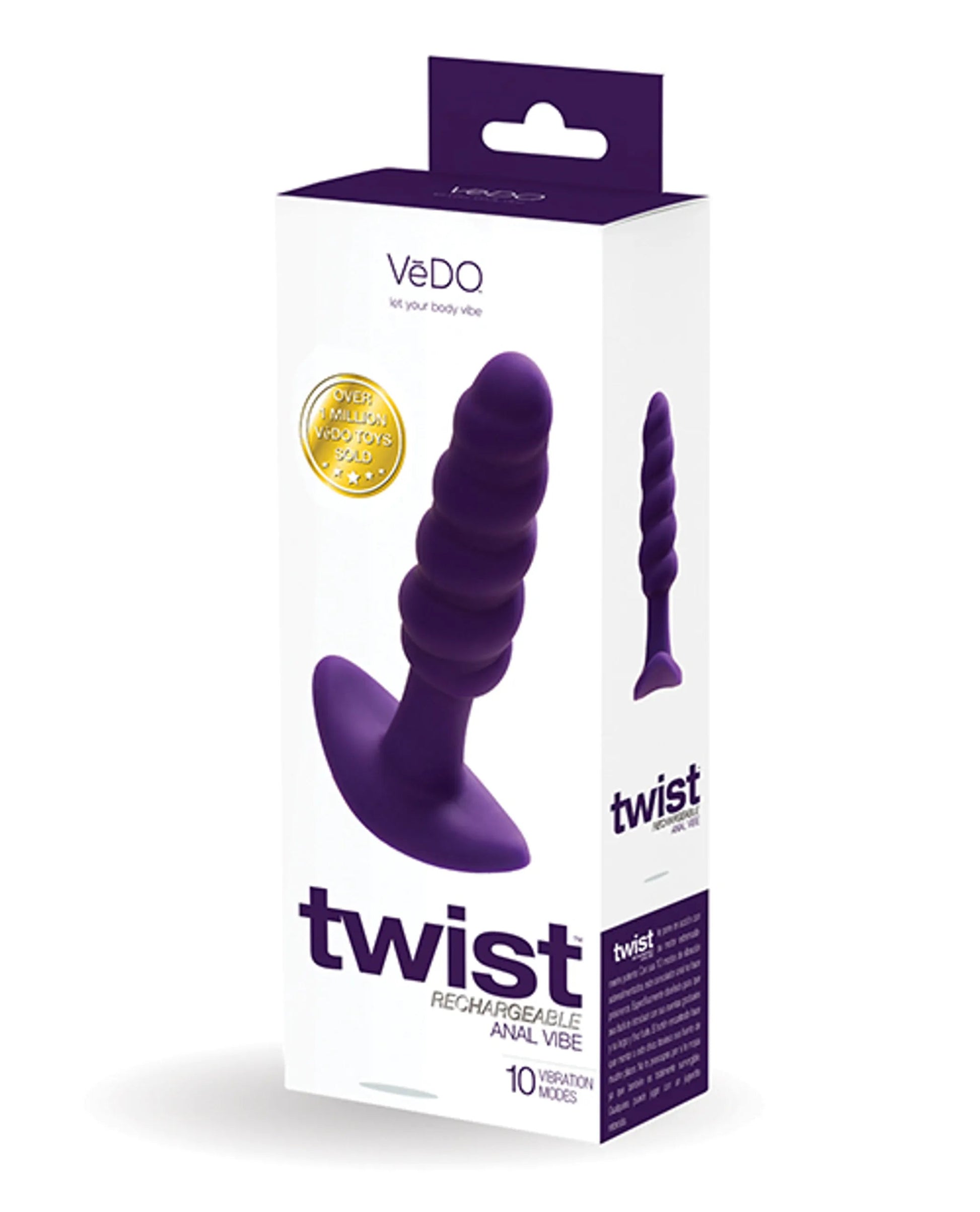 Vedo Twist Rechargeable Anal Plug Deep Purple Vedo