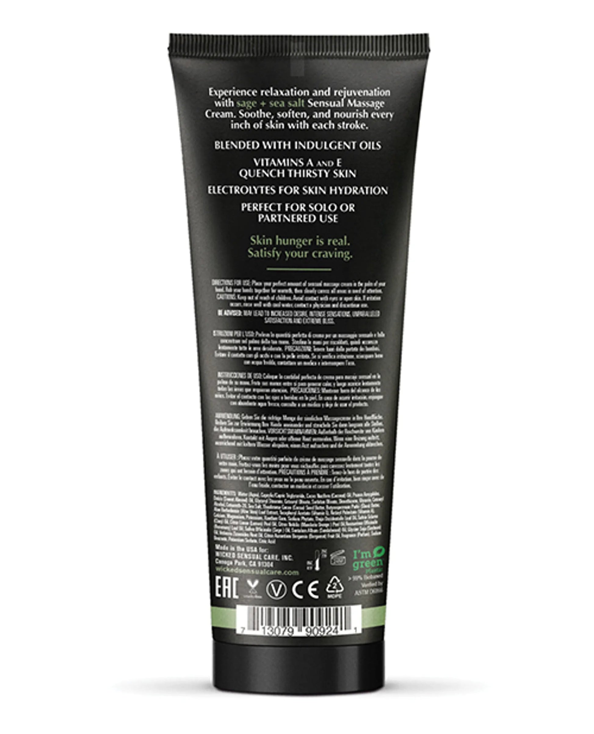 Wicked Massage Cream Sage + Sea Salt 4 Oz Wicked Lubes