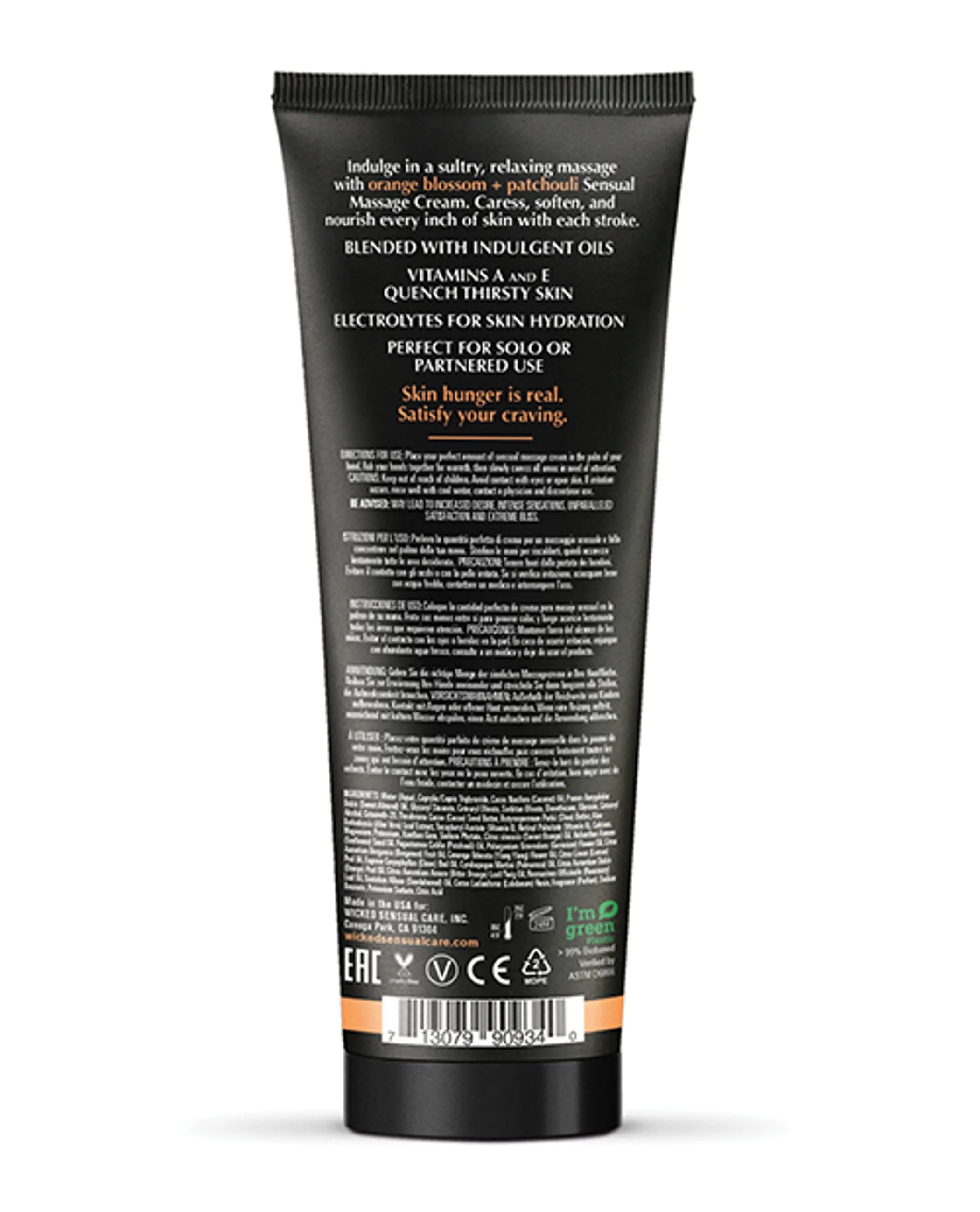 Wicked Massage Cream Orange Blossom + Patchouli 4 Oz Wicked Lubes