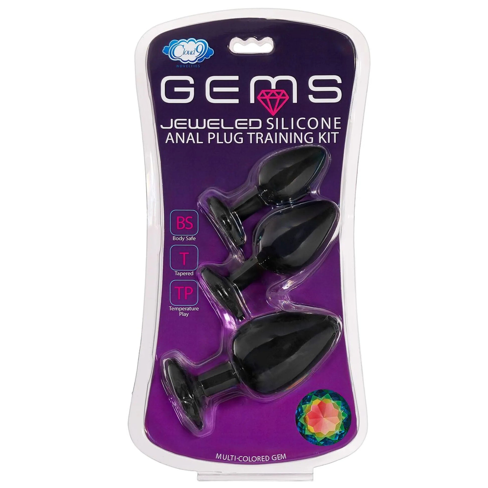 Cloud 9 Gems Black Silicone Anal Plug Kit Cloud 9 Novelties