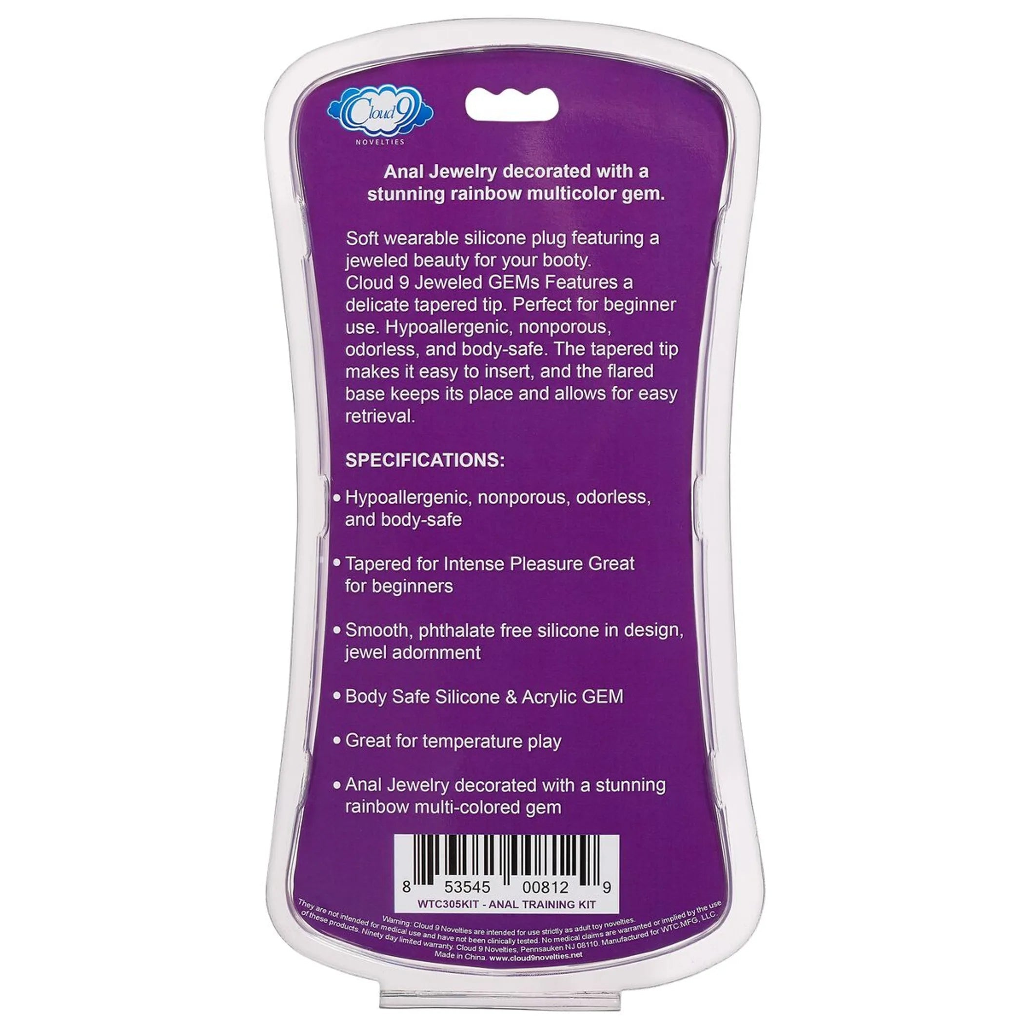 Cloud 9 Gems Black Silicone Anal Plug Kit Cloud 9 Novelties