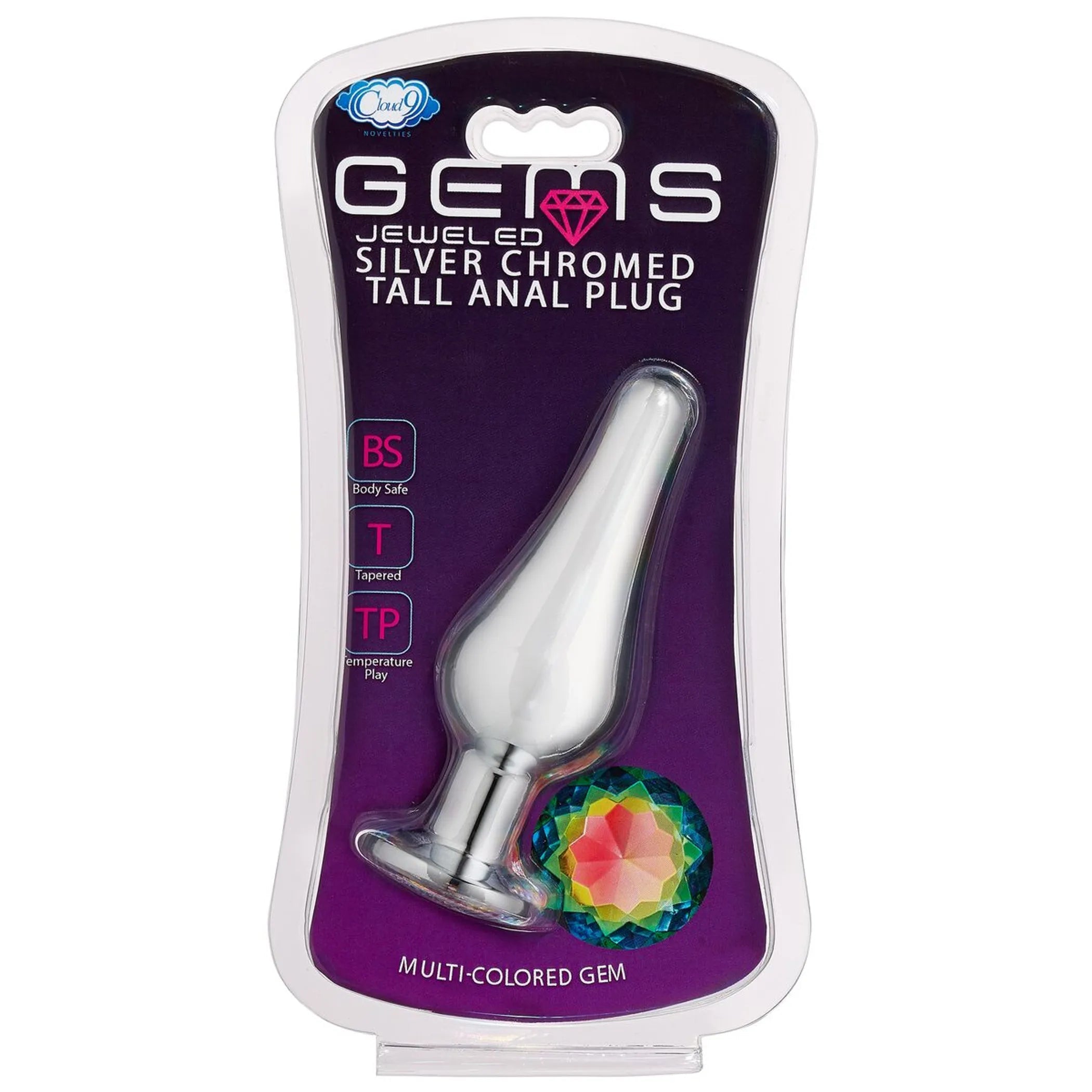 Cloud 9 Gems Silver Chromed Tall Anal Plug Small Cloud 9 Novelties