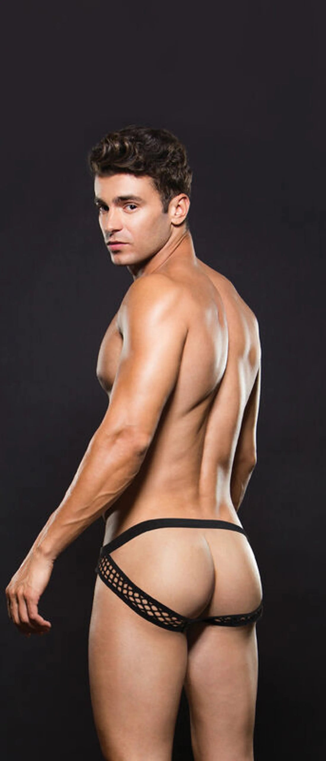 Envy Modern Fishnet Open Back Brief – Black (S/M) X-Gen Products
