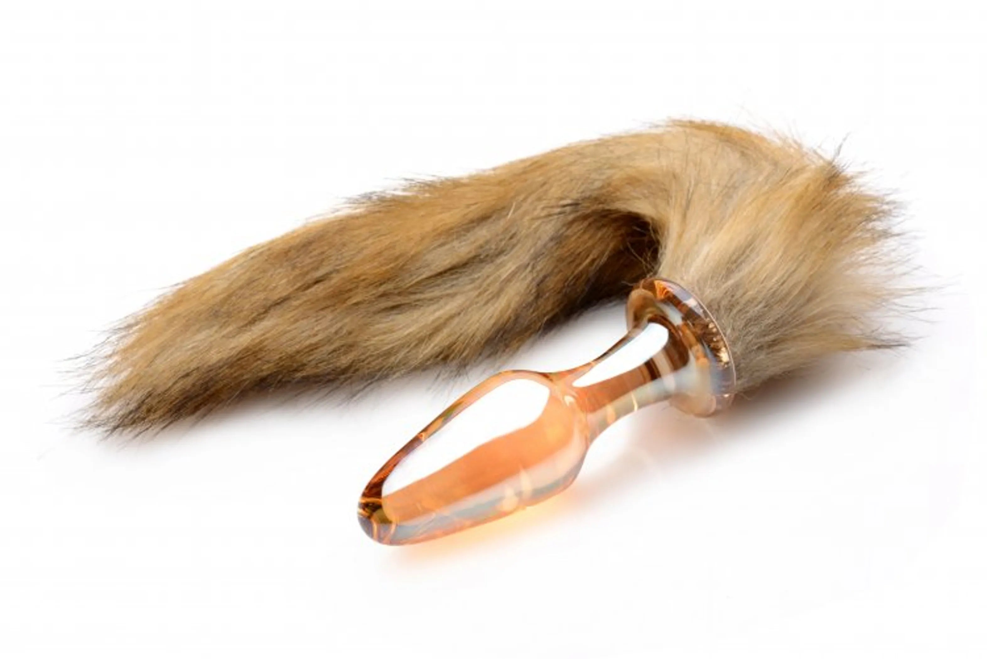 Frisky Orange Glass Butt Plug with Fox Tail XR Brands