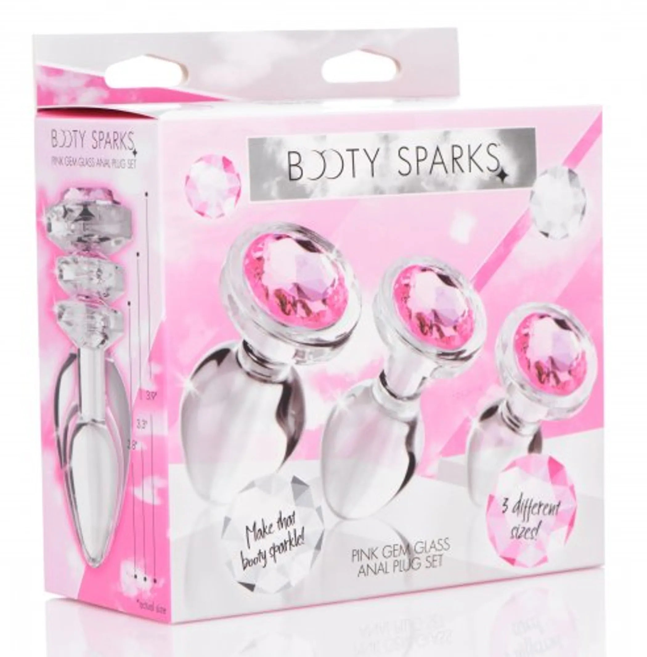 Booty Sparks Pink Gem Glass Plug Set XR Brands