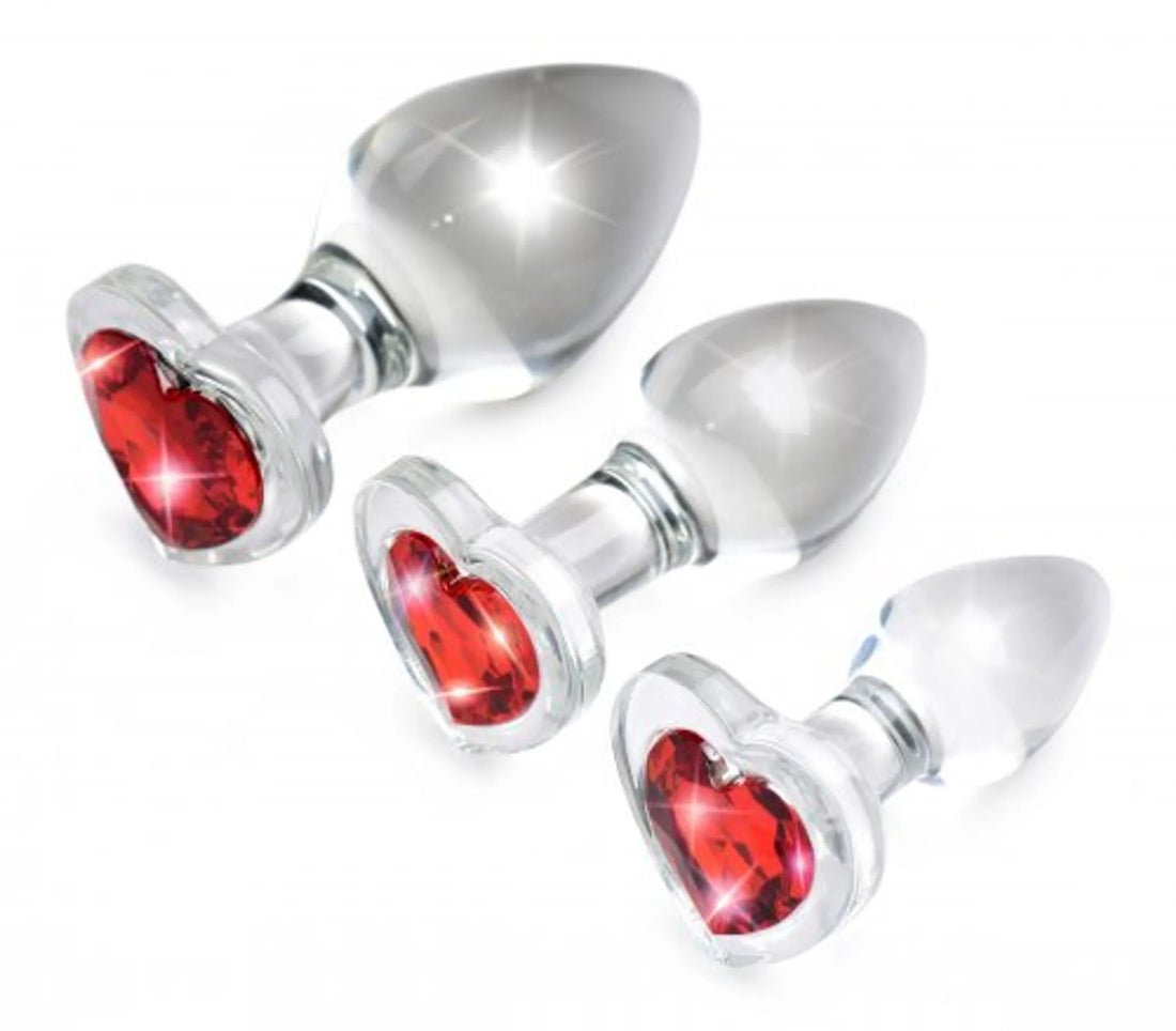 Booty Sparks Red Heart Glass Plug Set XR Brands