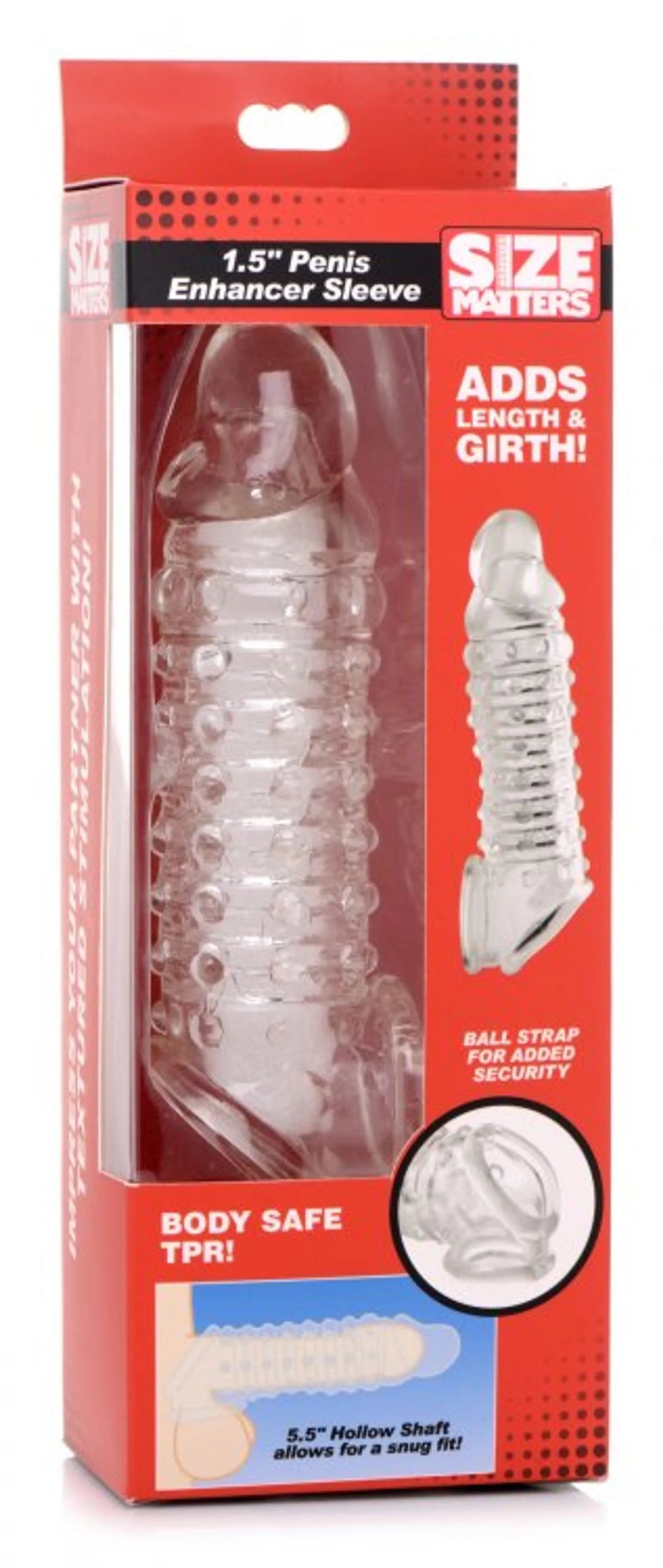 Size Matters 1.5 Inch Penis Enhancer Sleeve Clear XR Brands