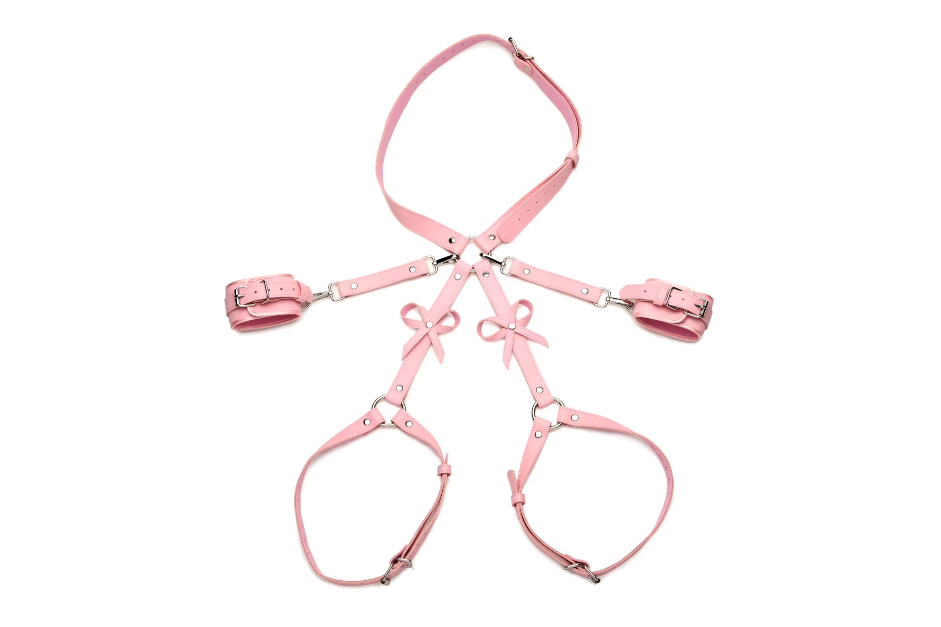 Strict Bondage Harness with Bows Pink XL/2XL XR Brands