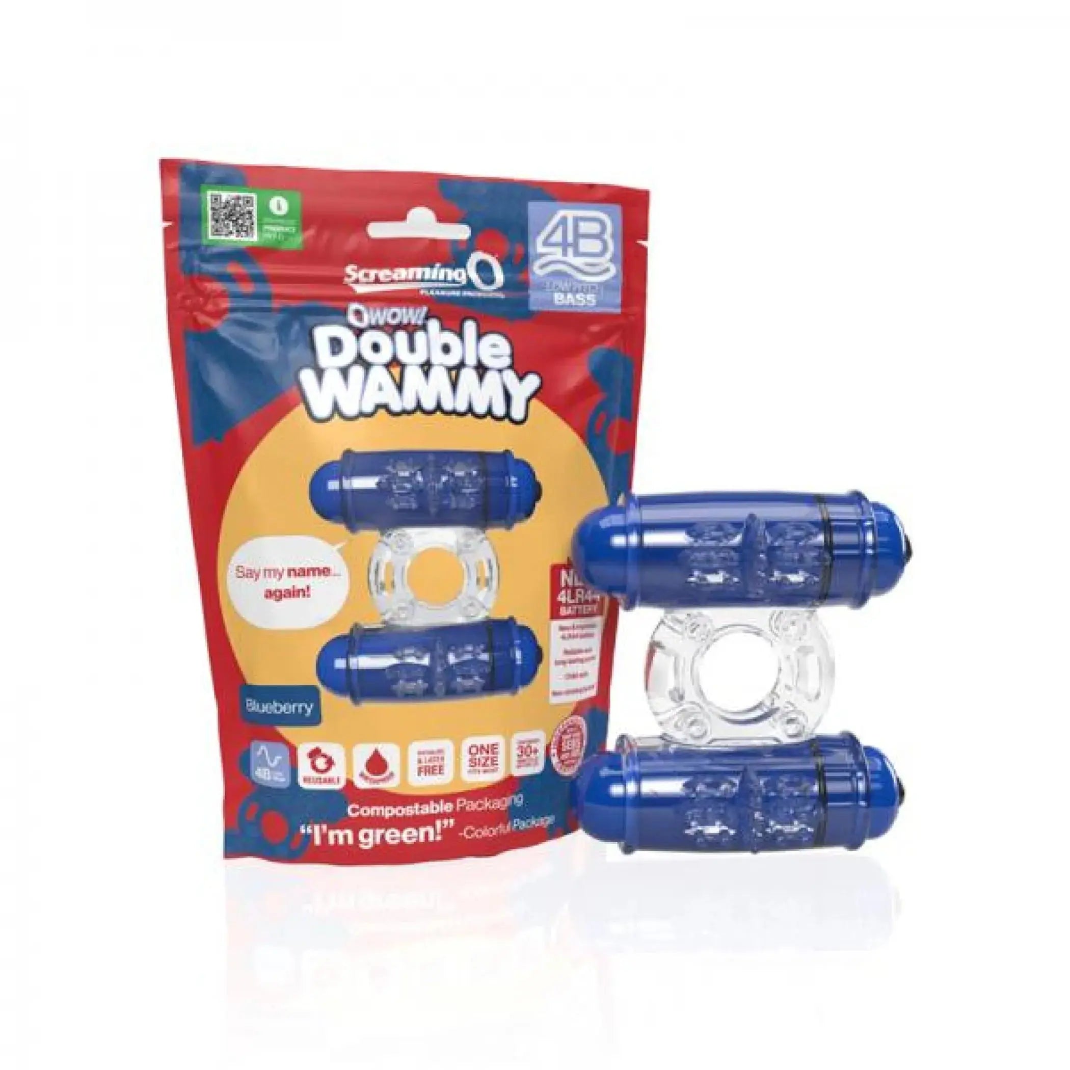 4B Double Wammy Blueberry Vibrating Ring Screaming O