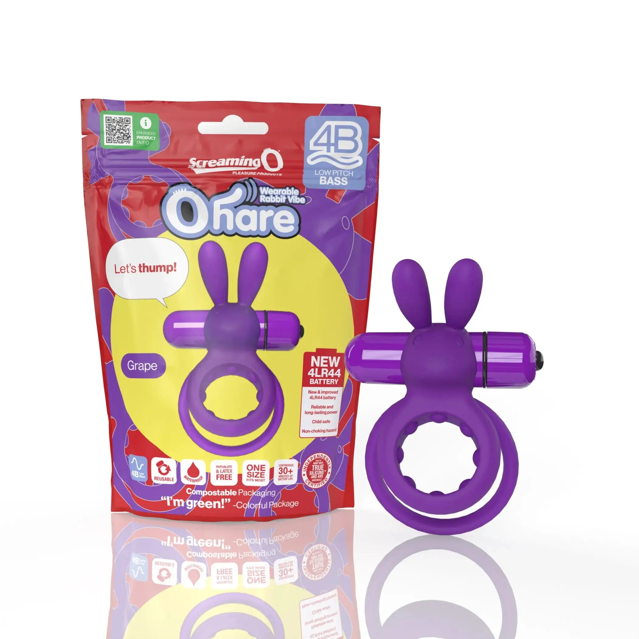4B Ohare Grape Vibrating Cock Ring Screaming O
