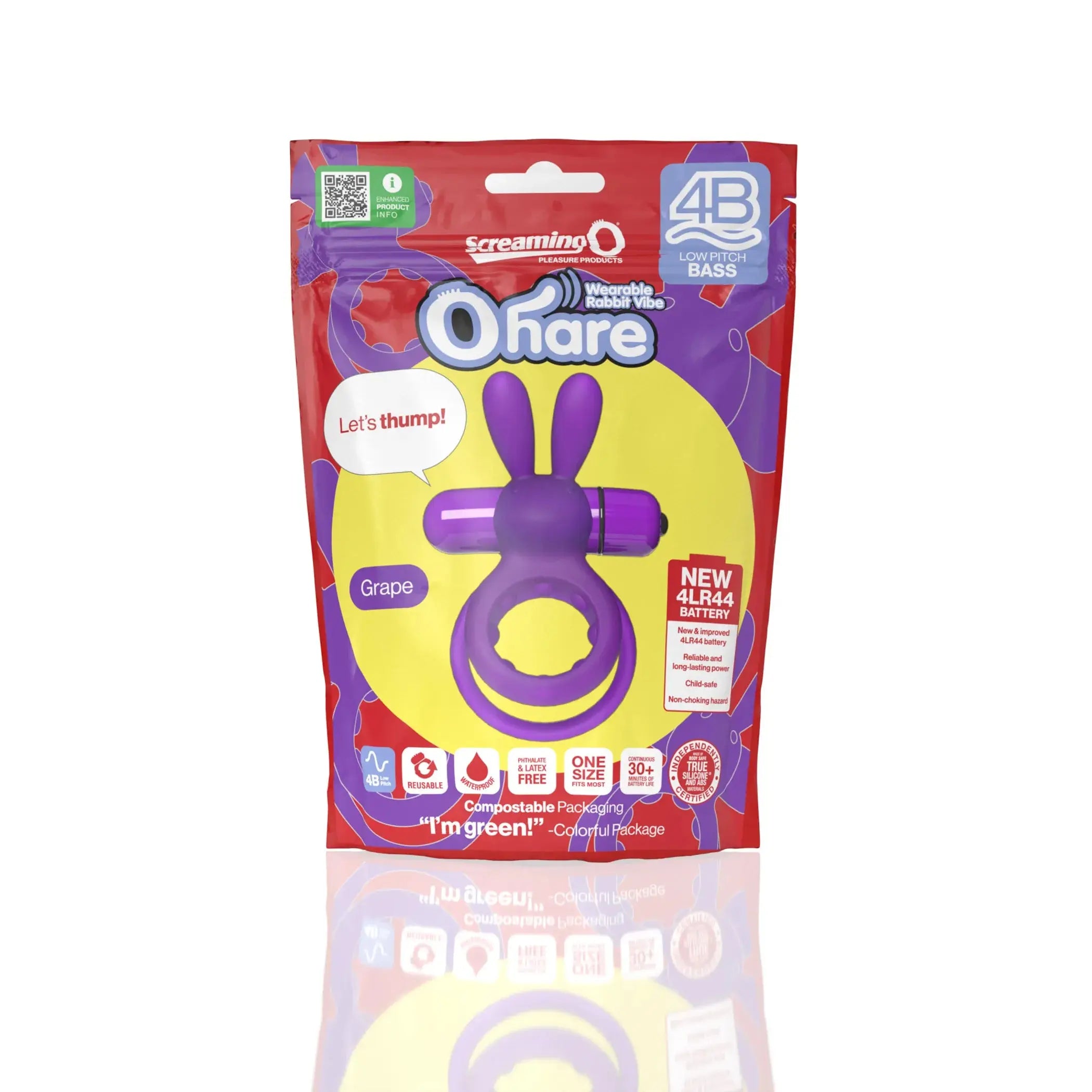 4B Ohare Grape Vibrating Cock Ring Screaming O