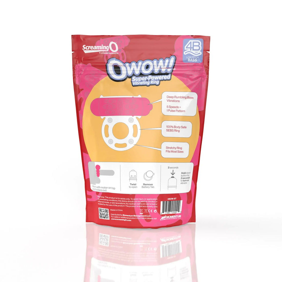 4B Owow Strawberry Bass Vibrating Ring Screaming O