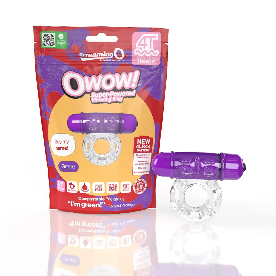 4T Owow Grape Treble Vibrating Cock Ring Screaming O