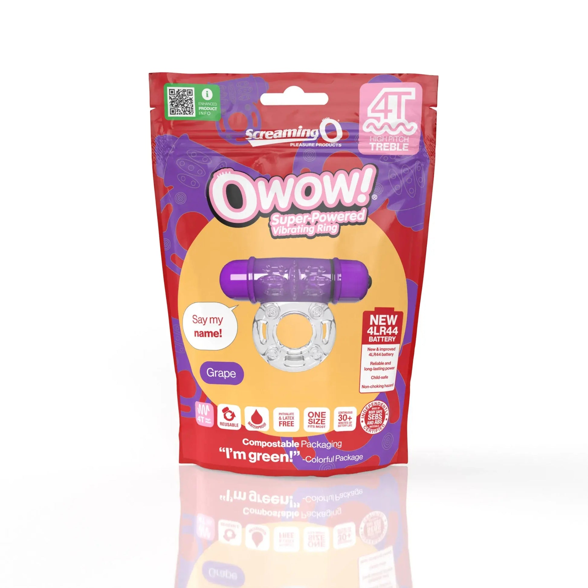 4T Owow Grape Treble Vibrating Cock Ring Screaming O