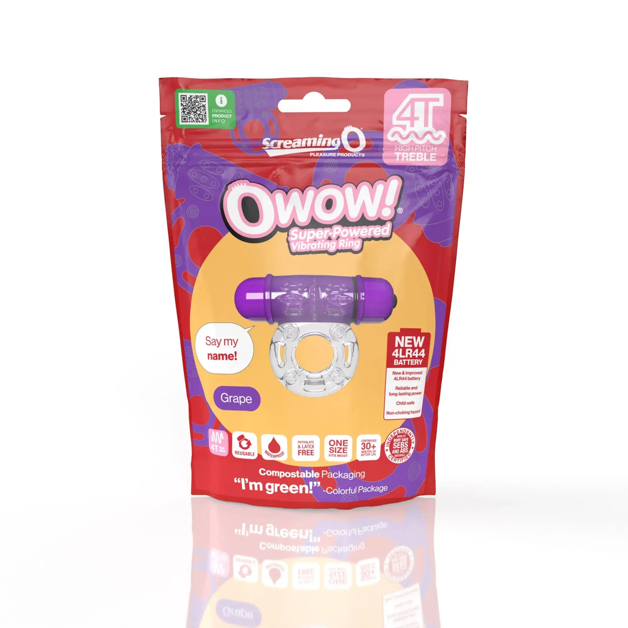 4T Owow Grape Treble Vibrating Cock Ring Screaming O