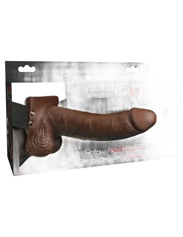 FETISH FANTASY 8 IN HOLLOW RECHARGEABLE STRAP-ON REMOTE BROWN Pipedream Products