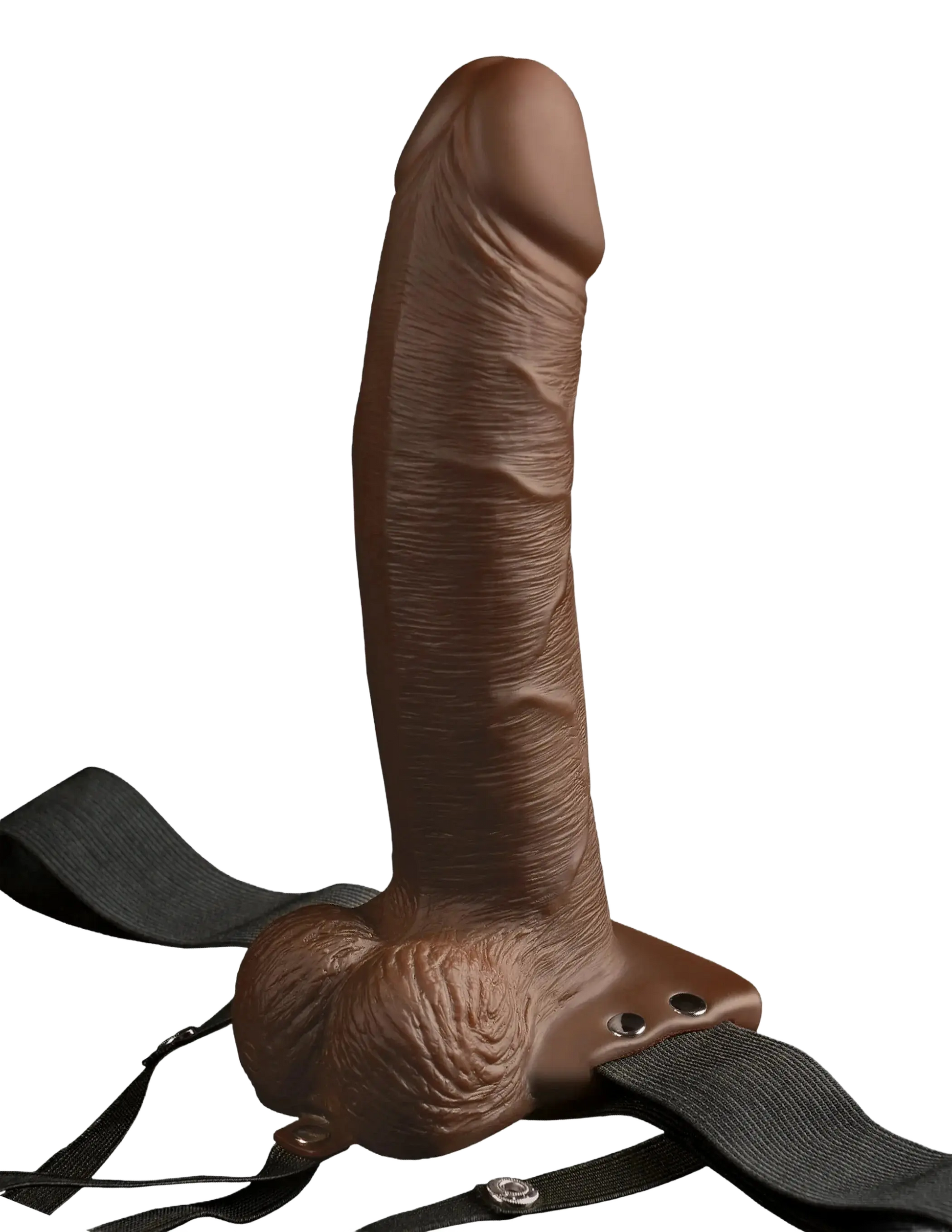 FETISH FANTASY 8 IN HOLLOW RECHARGEABLE STRAP-ON REMOTE BROWN Pipedream Products