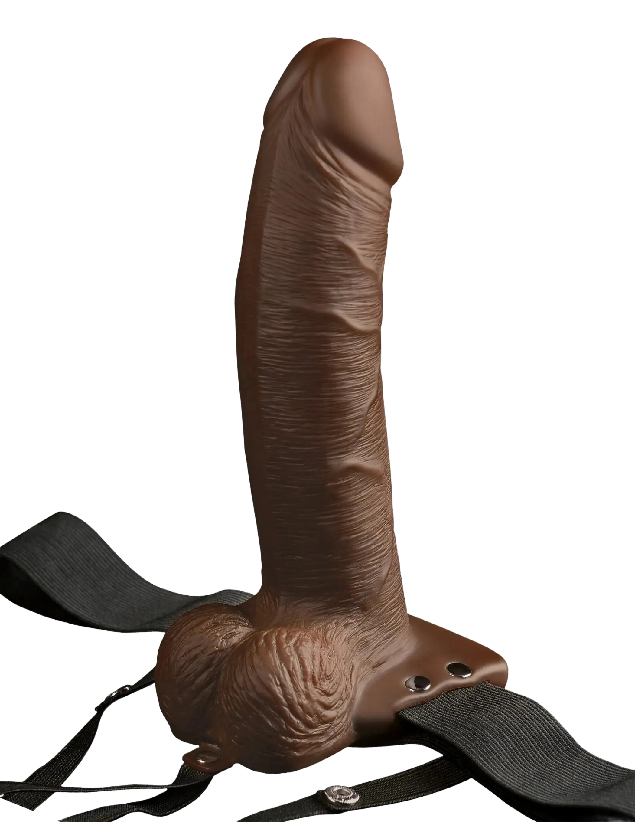 FETISH FANTASY 8 IN HOLLOW RECHARGEABLE STRAP-ON REMOTE BROWN Pipedream Products