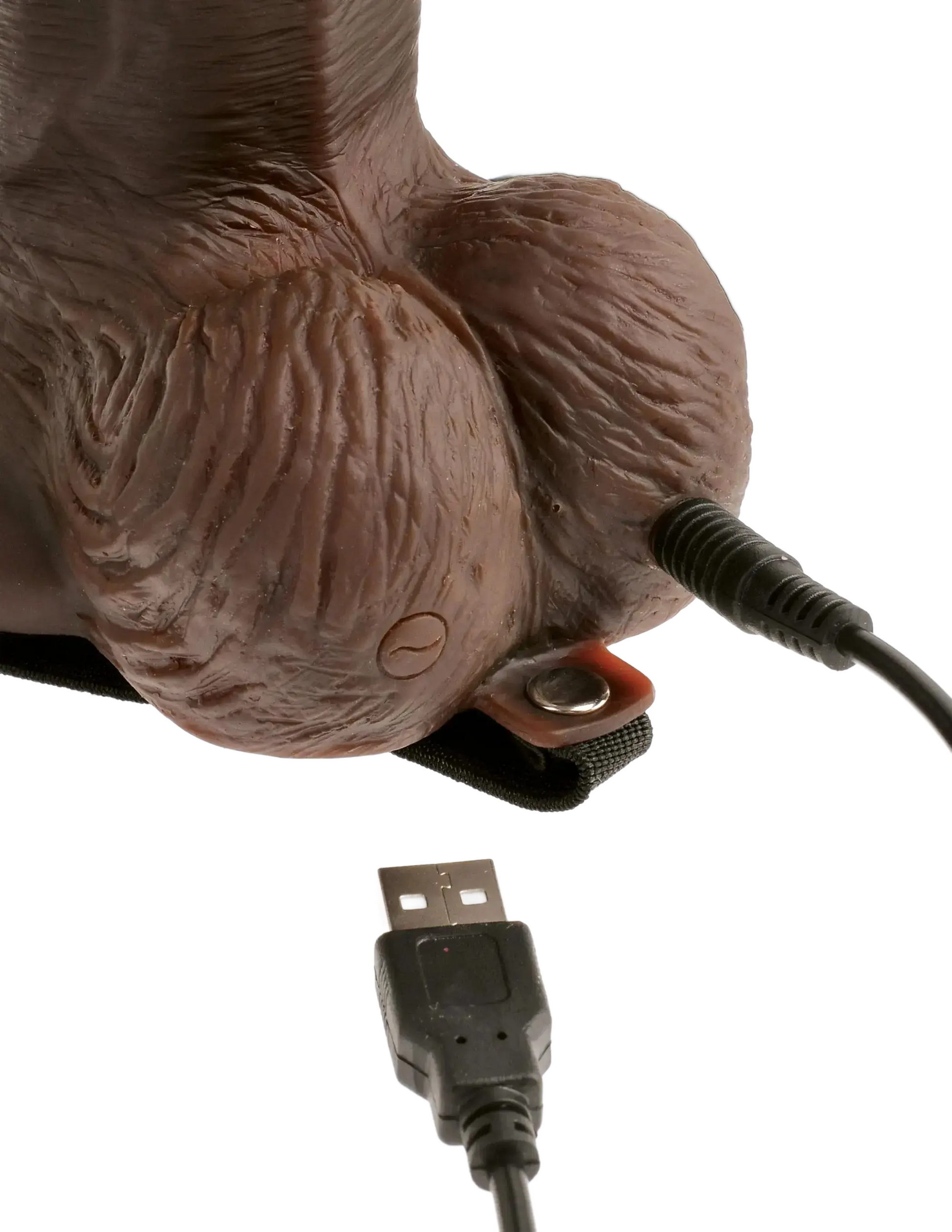 FETISH FANTASY 8 IN HOLLOW RECHARGEABLE STRAP-ON REMOTE BROWN Pipedream Products