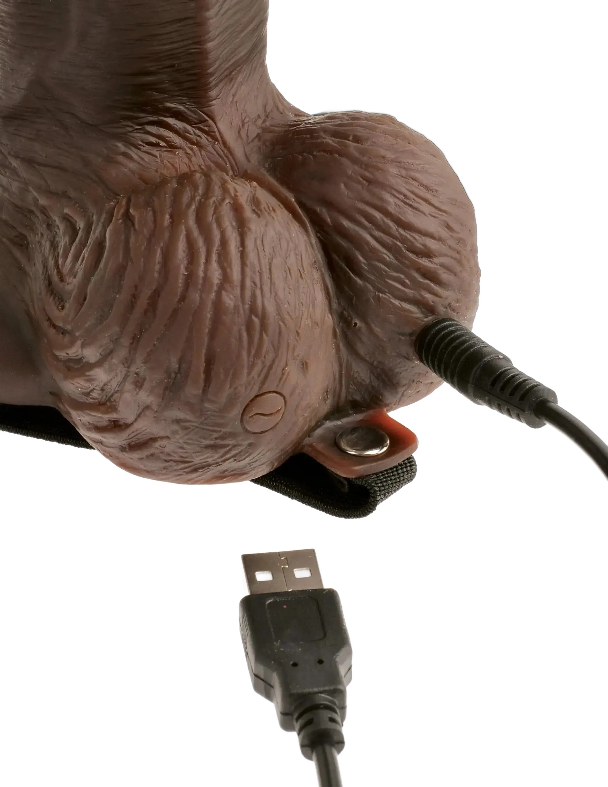 FETISH FANTASY 8 IN HOLLOW RECHARGEABLE STRAP-ON REMOTE BROWN Pipedream Products