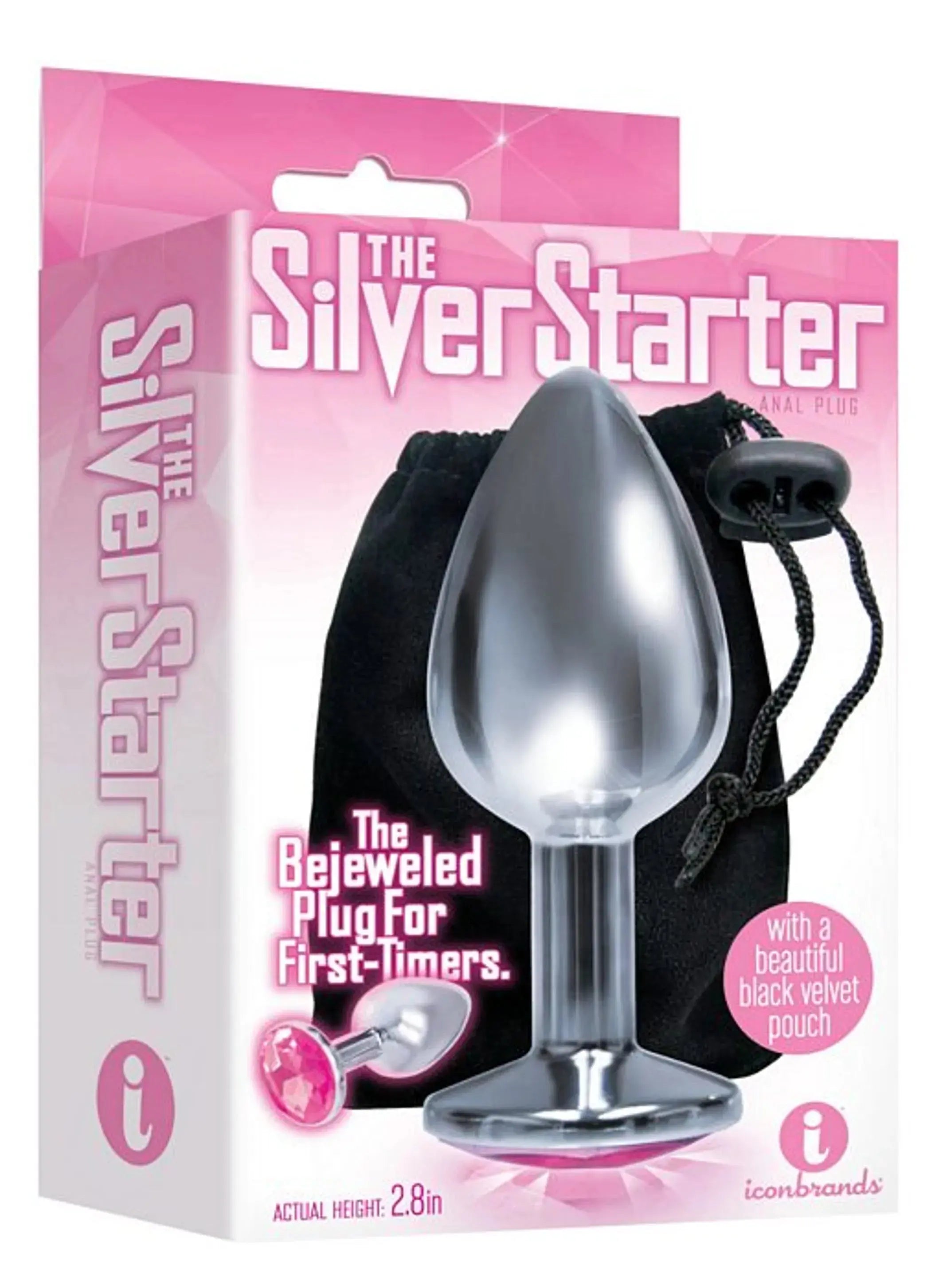 9'S Silver Starter Bejeweled Stainless Steel Plug Icon Brands