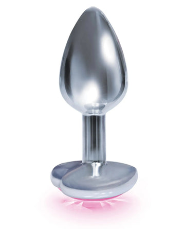 9'S Silver Starter Heart Bejeweled Steel Plug Pink Icon Brands