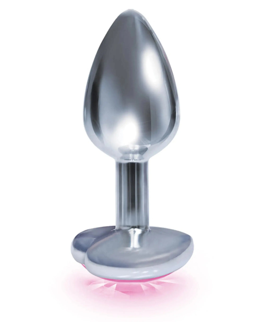 9'S Silver Starter Heart Bejeweled Steel Plug Pink Icon Brands