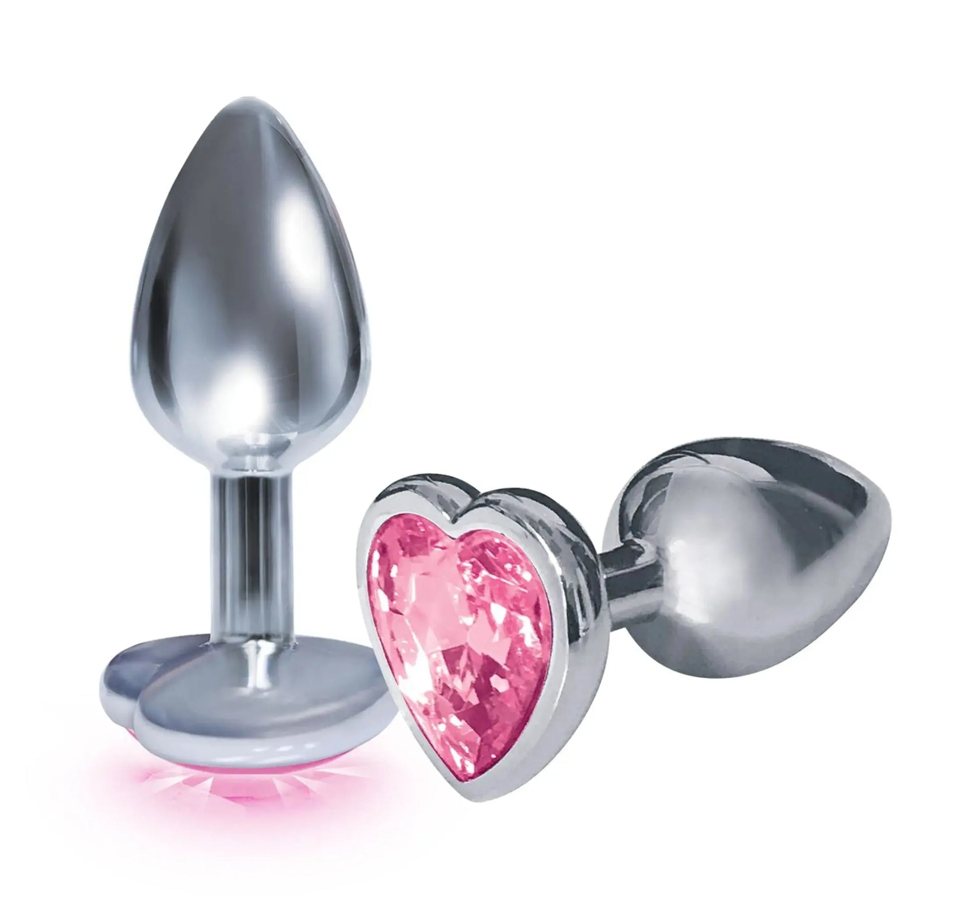 9'S Silver Starter Heart Bejeweled Steel Plug Pink Icon Brands