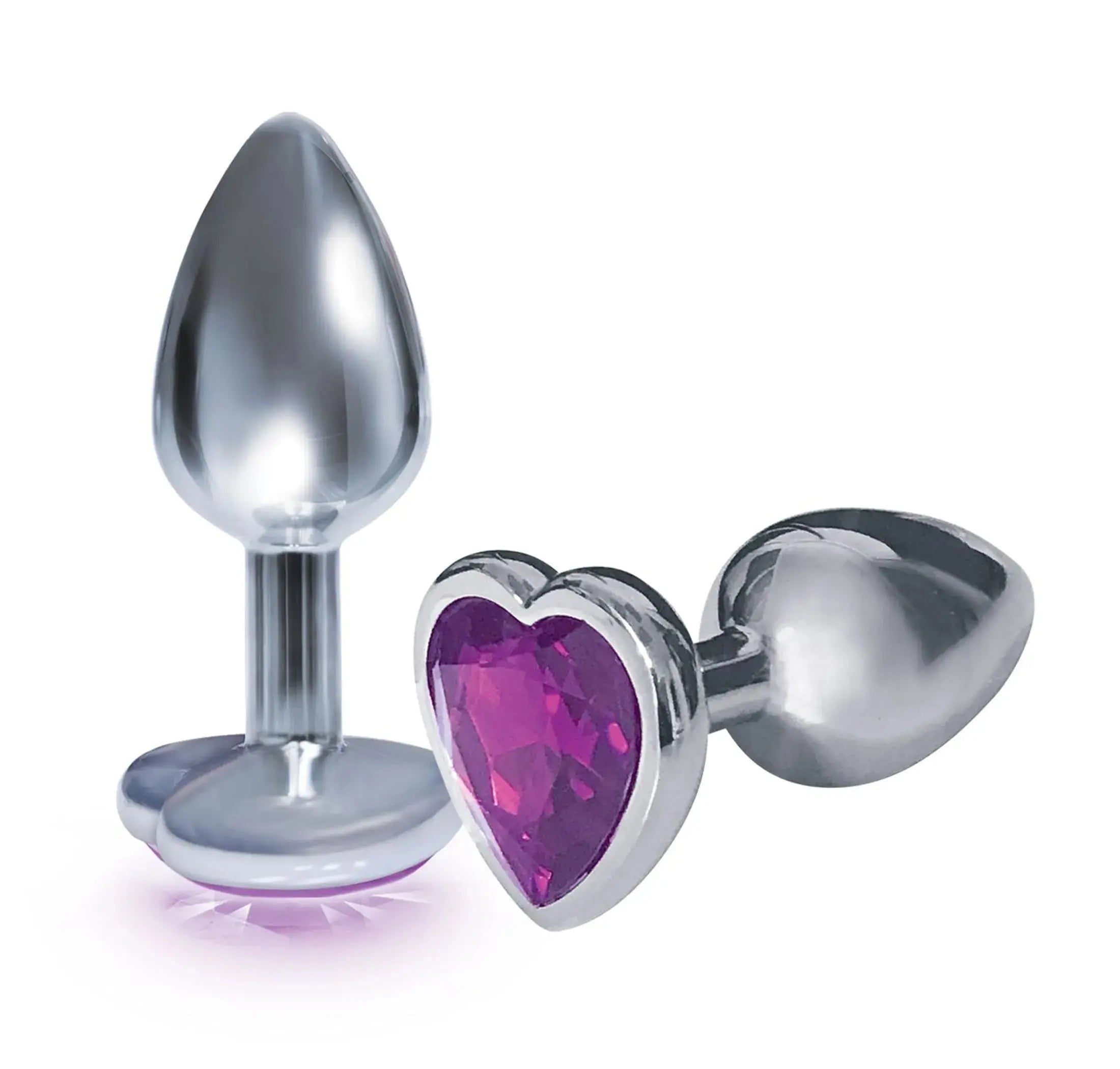9'S Silver Starter Heart Bejeweled Steel Plug Violet Icon Brands