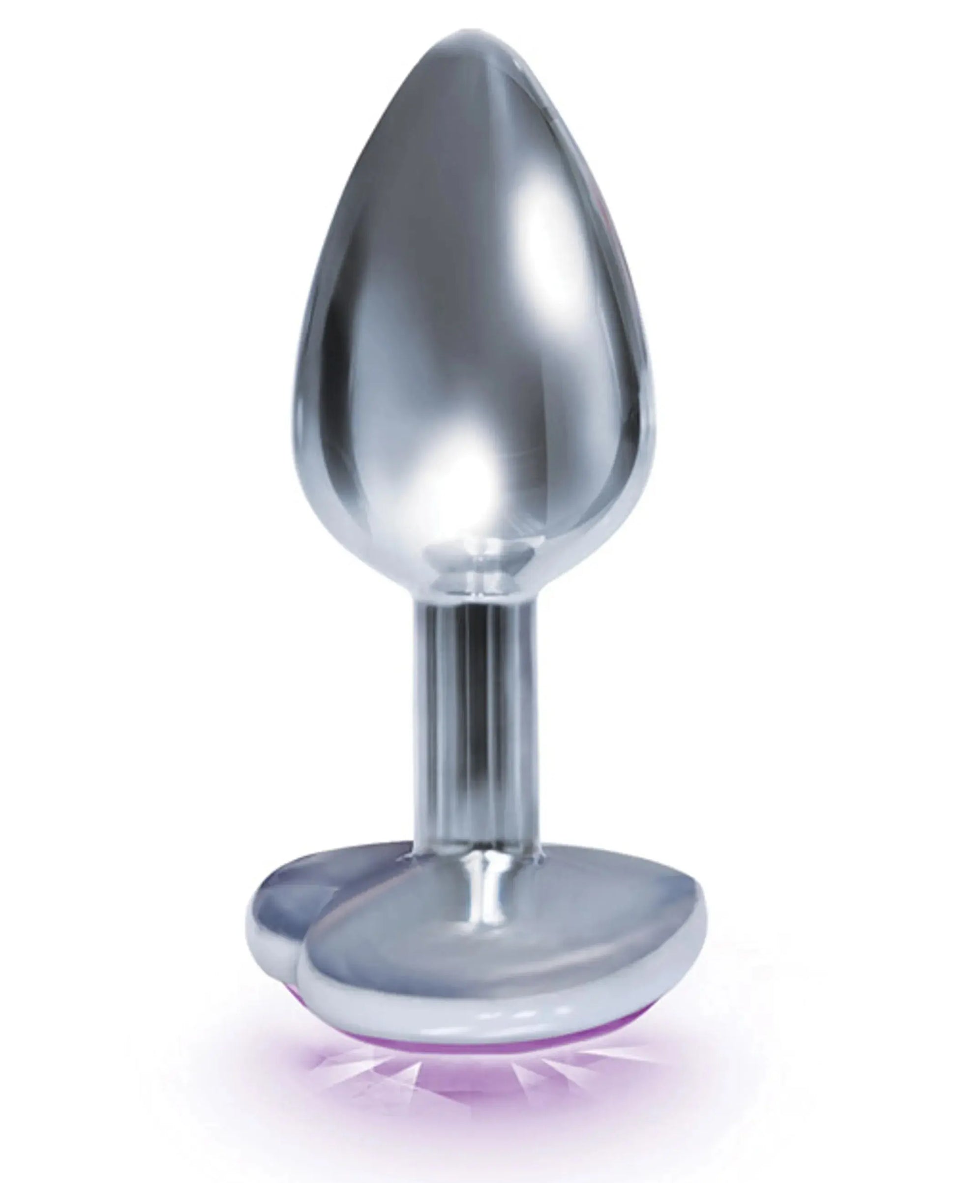 9'S Silver Starter Heart Bejeweled Steel Plug Violet Icon Brands