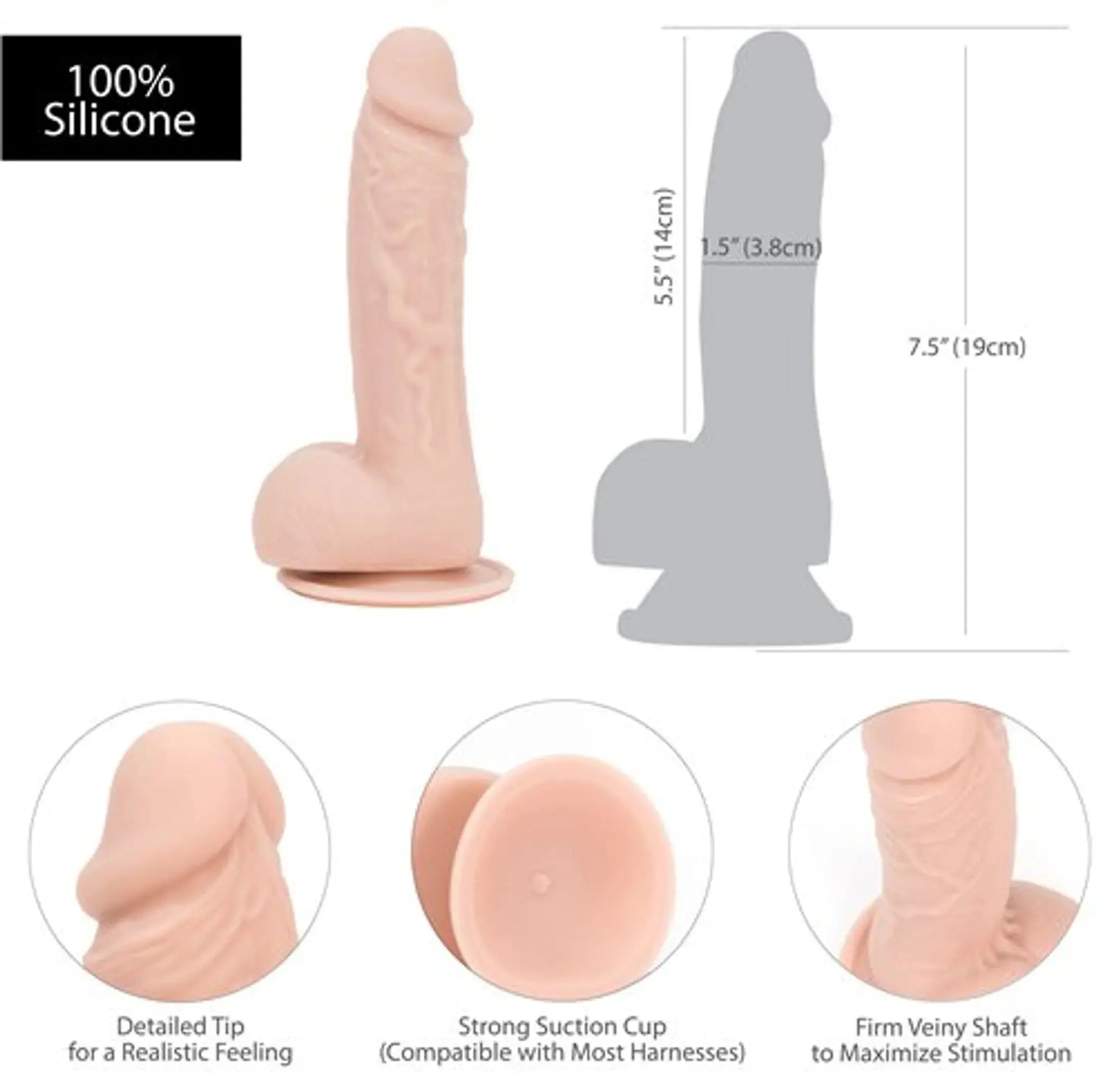 ADDICTION 100% SILICONE MARK 7.5 BEIGE " BMS Enterprises