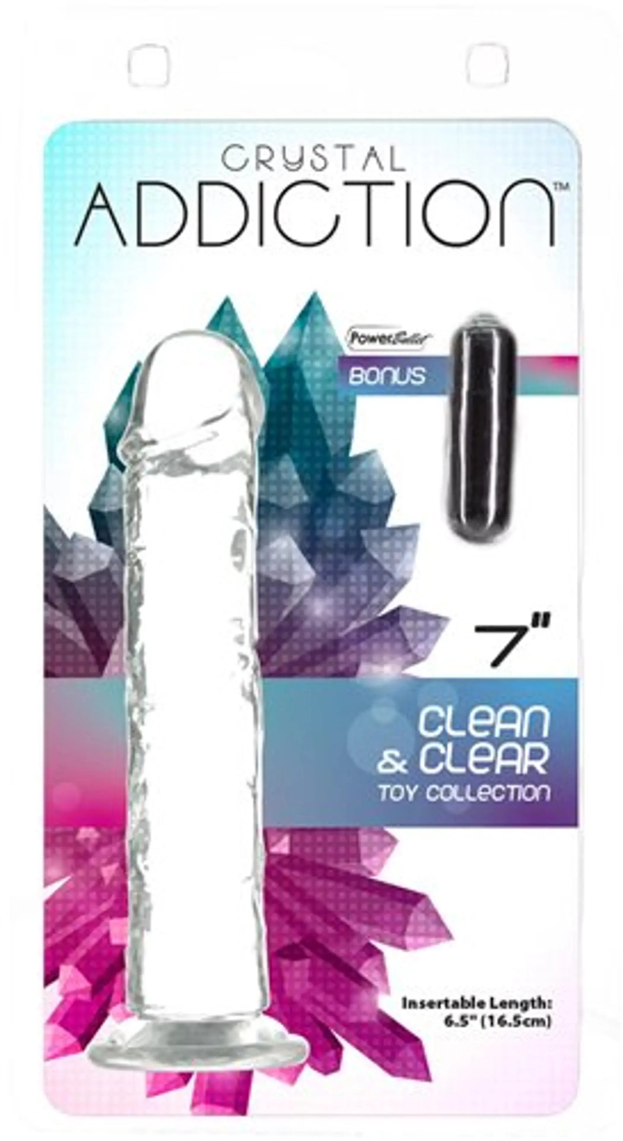 ADDICTION CRYSTAL 7 VERTICAL DONG CLEAR TPE W/ BULLET " BMS Enterprises