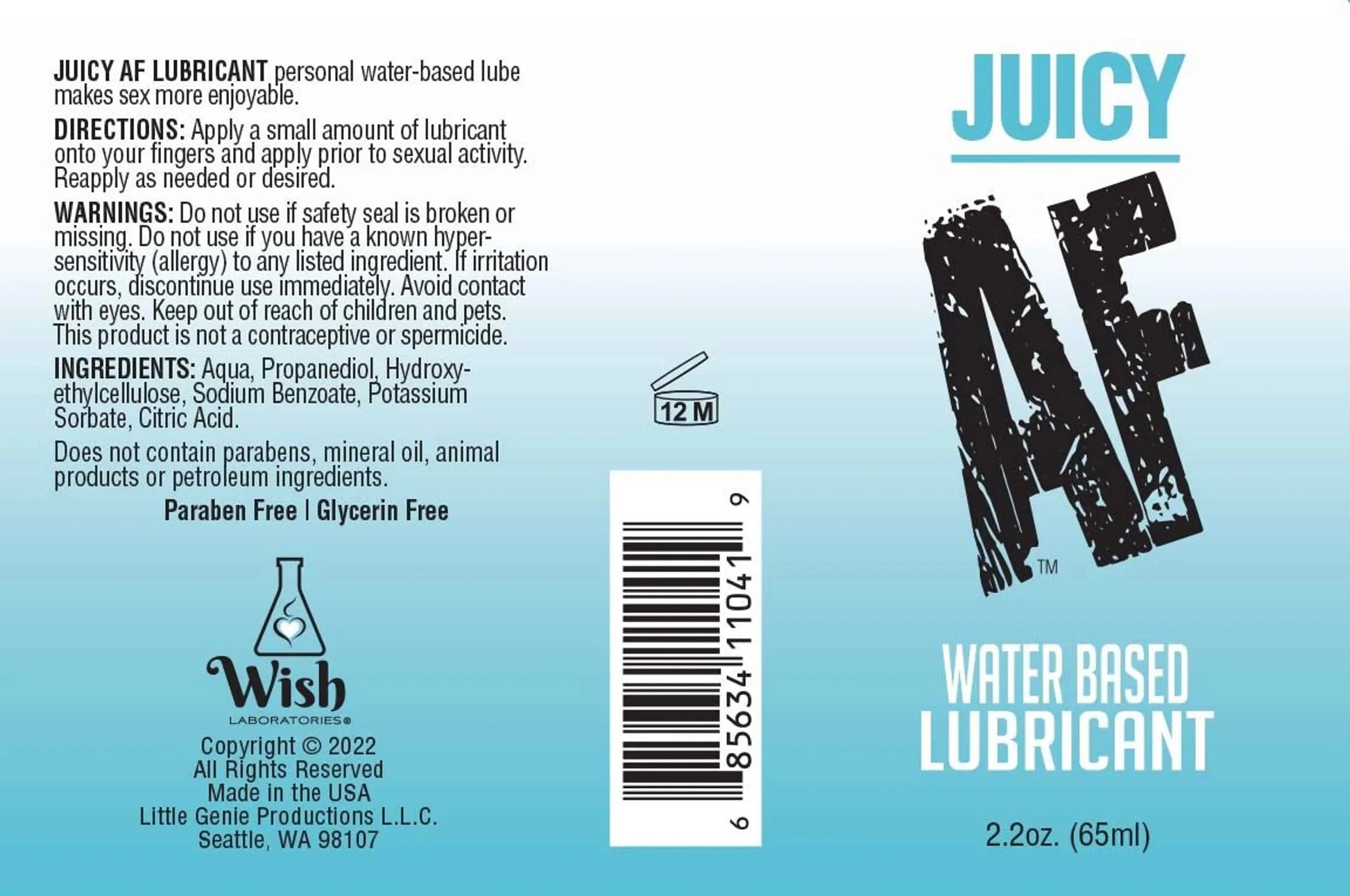 AF Water-Based Lube 2oz Bottle Little Genie