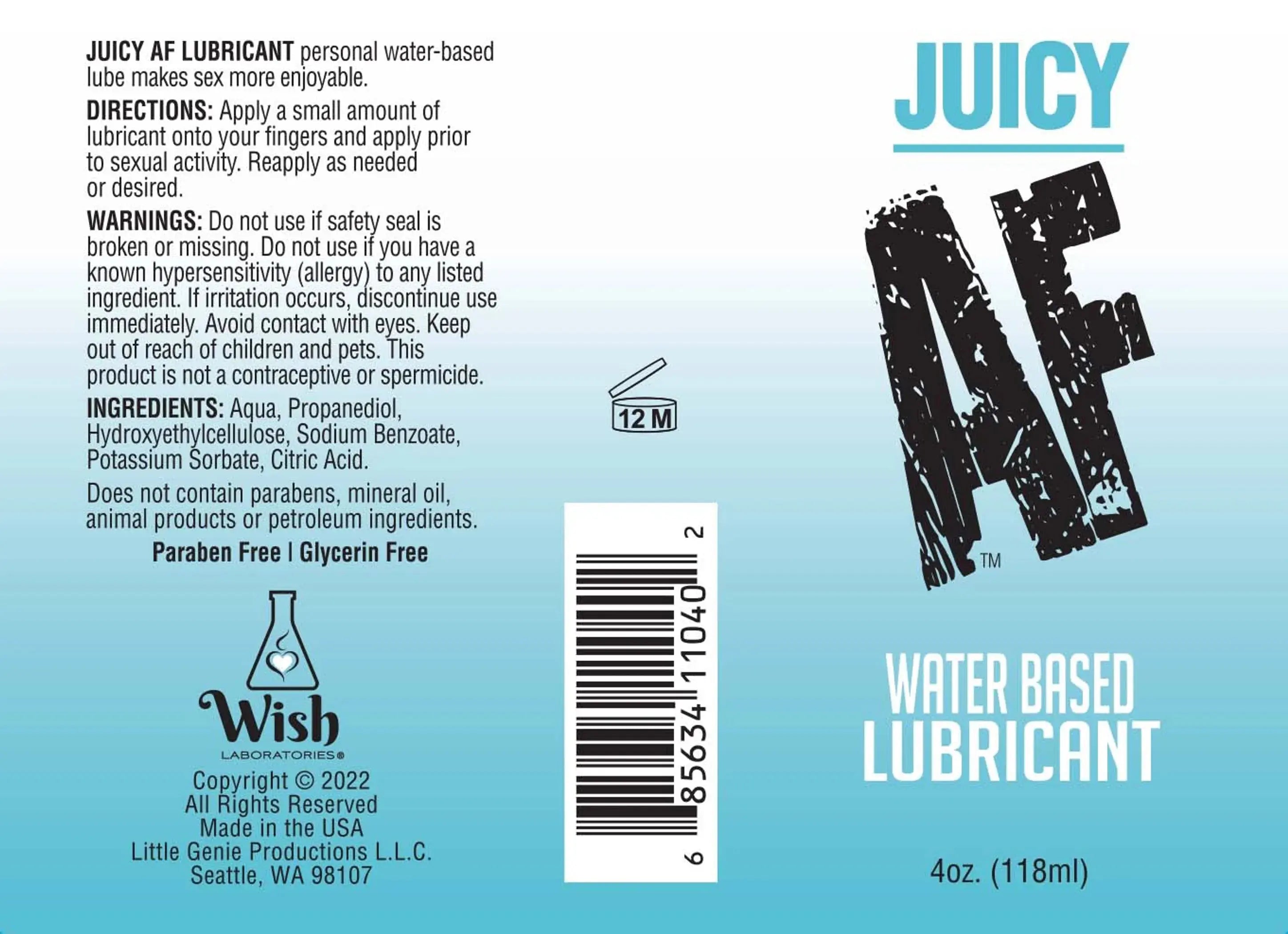 AF Water-Based Lube 4oz Bottle Little Genie