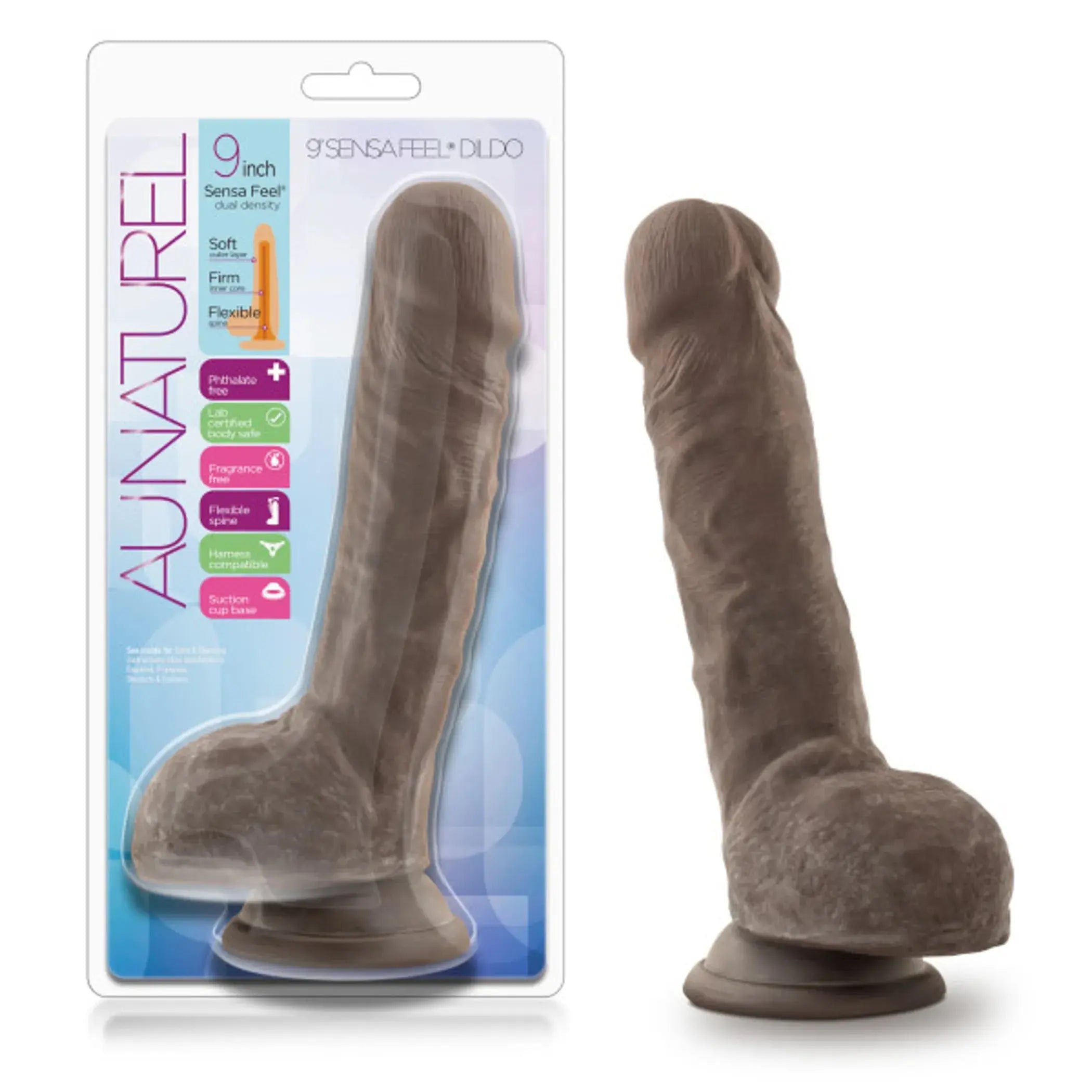 AU NATUREL 9 SENSA FEEL DILDO CHOCOLATE " Blush Novelties